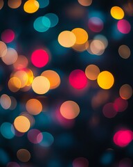 Wall Mural - Colorful Bokeh Lights on Dark Background