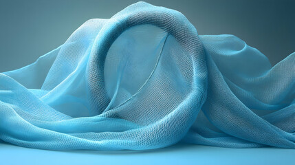A creative malaria awareness poster featuring mosquito net fabric forming a protective shield, symbolizing defense, in a clean modern style