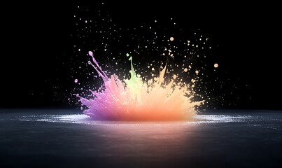 Poster - Colorful splash of paint against a dark background, creating a vibrant, dynamic effect.