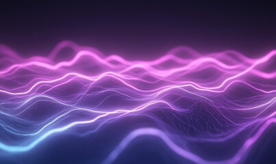 Poster - Abstract waves of vibrant purple and blue light creating a dynamic visual effect.