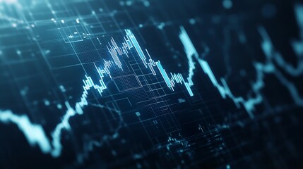 Leinwandbilder - Digital financial graph with fluctuating lines and data visualization elements.