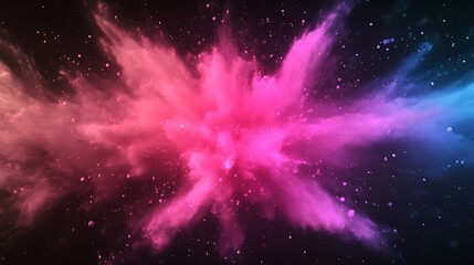 Poster - Vibrant cosmic explosion with pink and blue hues set against a dark backdrop.