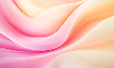Poster - Soft, flowing pastel waves in pink and yellow tones create a soothing abstract background.