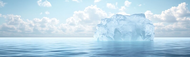 Aufkleber - A large iceberg floating in calm waters under a clear blue sky with soft clouds.