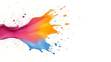 Poster - Colorful paint splashes create a vibrant abstract design on a white background.