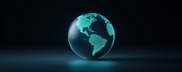 global health globalization concepts. glowing digital globe on dark background representing global c