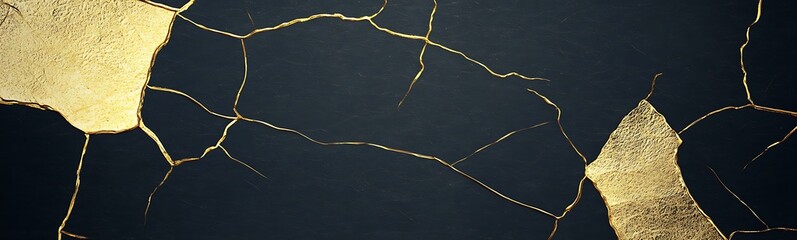Poster - Elegant black and gold abstract texture with intricate lines and patterns.