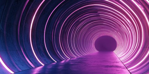 Wall Mural - a 3d tunnel illusion with glowing lines that seem to stretch into infinity, giving a hypnotic effect