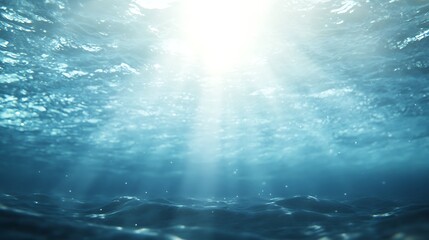 Poster - Underwater view with sunlight streaming through the ocean surface.