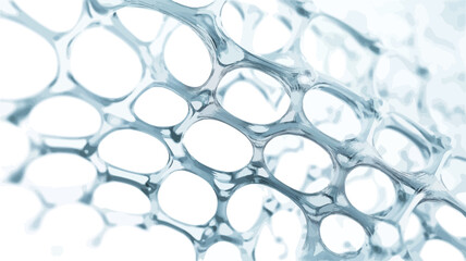 Close-up, high-resolution macro photograph depicting an abstract cellular or network structure. The image features a repeating pattern of interconnected, oval shapes resembling cells, creating a