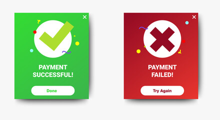Wall Mural - payment message popup window ui design with button for mobile and web. vector eps 10