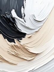 Aufkleber - Intriguing Abstract Painting Featuring Dynamic Swirls and Rich Tones of Black Beige and White : Generative AI