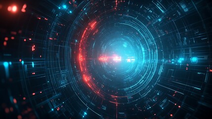Fototapete - Captivating digital spiral with a radiant blend of red and blue hues creating an ethereal atmosphere : Generative AI