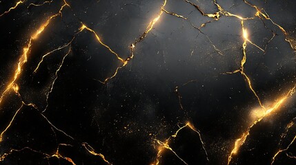 Fototapete - Professional quality image of black marble with golden veins suitable for upscale designs : Generative AI