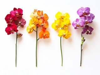 Aufkleber - Fresh and bright blooms of orchids arranged elegantly showcasing a variety of colors and textures : Generative AI