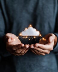 Fototapete - Future-Ready Digital Transformation Immersive Cloud Technology Visualization with Holographic Network Connectivity and Human-Centric Innovation