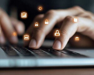 Leinwandbilder - Illuminated Cybersecurity Interactive Digital Protection Visualization for Modern Professionals - Empowering Workplace Data Safety through Intuitive Tech Innovation