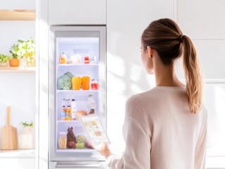 Aufkleber - AI-Powered Smart Kitchen Revolution Minimalist Transparent Refrigerator Transforms Home Grocery Management with Intelligent Inventory Tracking and Seamless Digital Wellness Experience