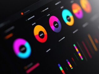 Fototapete - Futuristic Data Visualization Immersive AI-Powered Dashboard Design with Vibrant Gradient Analytics for Next-Gen Business Intelligence and Creative Strategic Insights