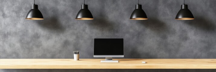 Aufkleber - Minimalist Digital Workspace Industrial Chic Home Office Design with Monochromatic Productivity Aesthetic - Modern Remote Work Solution for Creative Professionals