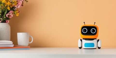 Aufkleber - Minimalist Smart Home AI Compact Personal Assistant Robot with Playful Design Transforming Workspace Productivity and Digital Lifestyle Experiences