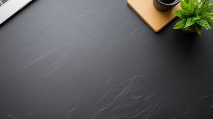 Aufkleber - Minimalist Workspace Zen Sleek Slate Desk with Biophilic Elements - Modern Productivity Sanctuary for Digital Professionals and Remote Work Optimization