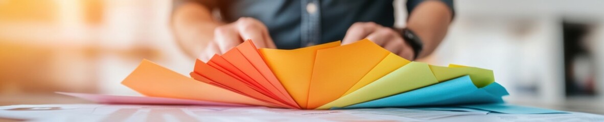 Poster - Gradient Paper Spectrum Dynamic Design Strategy and Creative Workflow Visualization for Modern Business Innovation and Strategic Planning