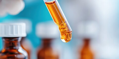 Poster - Precision Pharma Innovation Liquid Pharmaceutical Extract Droplet in High-Resolution Macro - Next-Gen Healthcare Technology and Wellness Optimization
