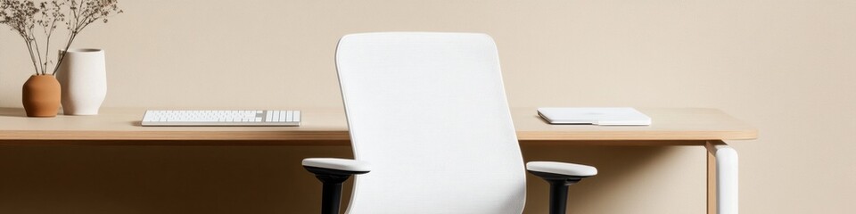 Aufkleber - Minimalist Digital Workspace Modern Ergonomic Home Office Design with Dual Monitor Efficiency for Remote Work Productivity and Wellness