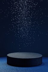 Aufkleber - Futuristic Carbon Fiber Tech Podium Immersive Digital Particle Visualization for Next-Gen Brand Storytelling and Innovative Product Showcase