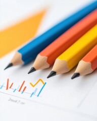 Aufkleber - Dynamic Financial Visualization Vibrant Color-Coded Pencils Mapping Investment Trends, Innovative Data Storytelling for Strategic Business Analytics