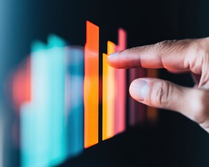 Fototapete - Chromatic Data Dynamics Minimalist Business Intelligence Visualization with Vibrant Bar Graph Interaction - Next-Gen Analytics and Strategic Decision Making