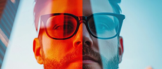 Poster - Dual-Tone Visionary Immersive AI-Driven Design Portrait Exploring Digital Identity, Color Psychology, and Innovative Visual Branding for Tech Entrepreneurs