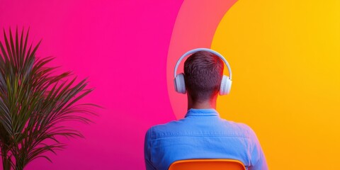 Aufkleber - Vibrant Digital Minimalism Gen Z Creatives Immersive Audio Experience - Modern Workspace Design with Bold Color Psychology and Tech-Driven Productivity
