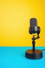 Aufkleber - Vibrant Digital Audio Storytelling Professional Podcast Microphone on Minimalist Pop Color Background - Creative Content Creators High-Fidelity Streaming Essential