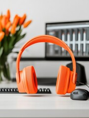 Poster - Vibrant Creative Tech Next-Gen Audio Workspace with Ergonomic Minimalism - Hybrid Productivity and Digital Content Innovation for Modern Professionals