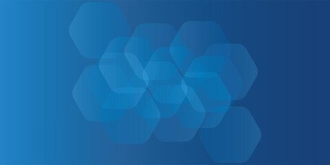 Wall Mural - modern abstract blue background with glowing geometric lines. blue gradient hexagon shape design. ve