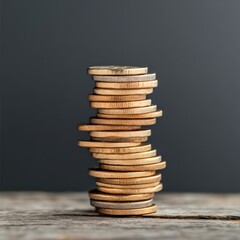 Poster - Financial Growth Visualization Minimalist Gold Coin Stack Representing Investment Strategy, Economic Resilience, and Wealth Accumulation Trends in Modern Finance