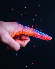 Poster - Quantum Connectivity Visualization Immersive Data Interaction with Futuristic Neon Particle Mapping - Digital Innovation and Sensory Tech Experience