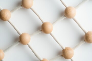 Fototapete - Minimalist Network Connectivity Organic Wooden Spheres in Adaptive Grid Design - Innovative Tech Visualization for Digital Transformation and AI Infrastructure