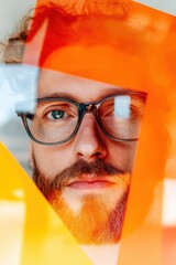 Leinwandbilder - Bold Creative Vision Vibrant Pop Art Portrait of Gen Z Professional with Geometric Color Blocking - Innovative Design and Personal Branding Aesthetic