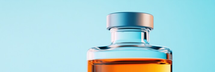Fototapete - Precision Vaccine Development Minimalist Clinical Glass Vial with Advanced Pharmaceutical Liquid - Next-Gen Medical Research and Innovative Healthcare Solutions
