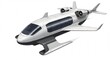 © Tran - 未来型小型飛行機滑走準備完了 白い機体 鮮やかな光沢. AI Generated