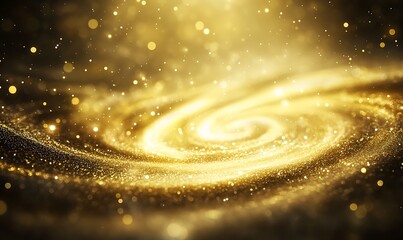Fototapete - Golden galaxy swirling with sparkling stars and light effects, creating a magical cosmic atmosphere.