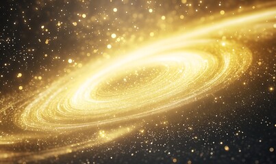 Poster - Golden galaxy swirling with sparkles in a cosmic scene.