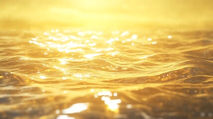 Aufkleber - Glittering golden water surface reflecting sunlight in a tranquil setting.