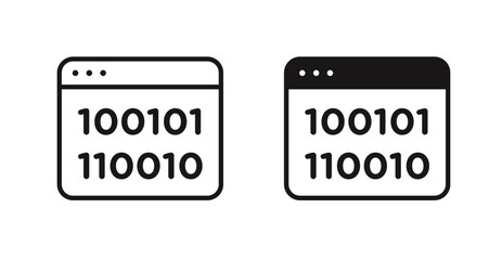 Binary code icon outlined icon vector collection.