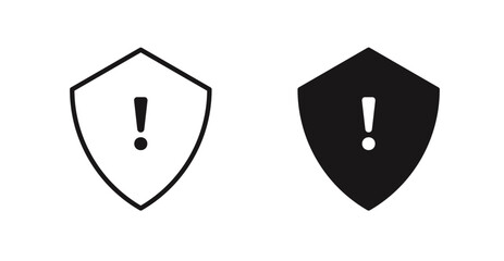 Wall Mural - shield exclamation icon outlined icon vector collection.