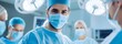© Mr image - Focused Surgical Precision: A dedicated surgical team, donned in sterile attire, intensely focused on a critical operation in a modern operating room.