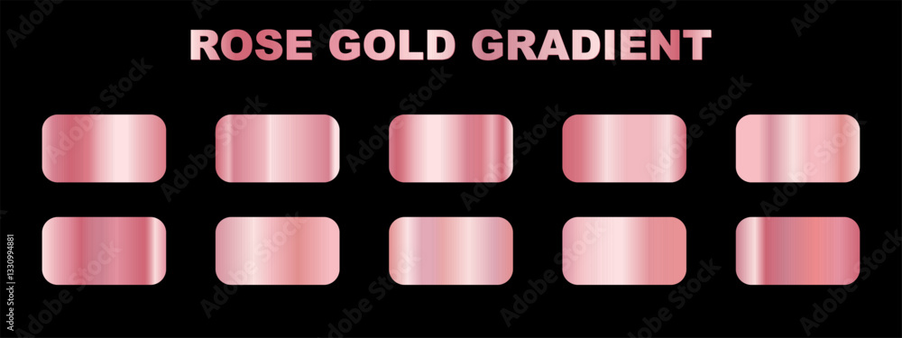 Rose Gold gradient set. pink metallic glossy texture background ...